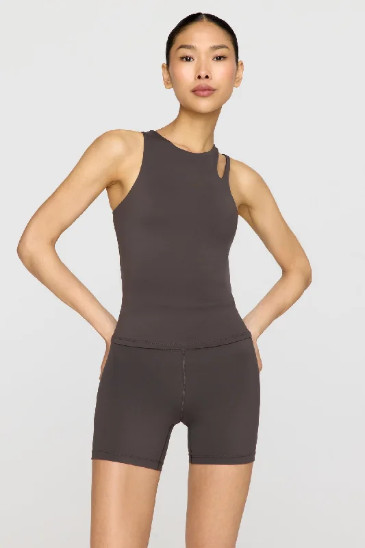 Yoga Shorts for Flexibility and Yoga Practice -SKINLUXE HIGH WAISTED CYCLING SHORTS - SLATE BROWN Yoga Shorts for Flexibility and Yoga Practice -SKINLUXE HIGH WAISTED CYCLING SHORTS - SLATE BROWN