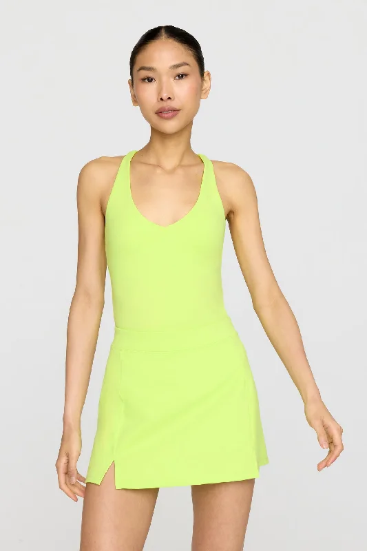 Stretchable Yoga Shorts for Yoga Poses -SKINLUXE SIDE SPLIT SKORT - KEY LIME