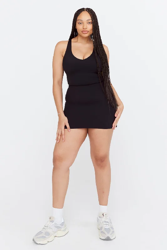 Yoga Shorts for High Performance Workouts -SKINLUXE SKORT - SHADOW BLACK