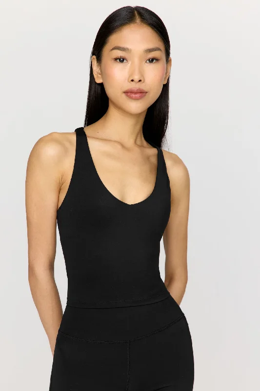 Yoga Tops for Pilates Practice -SKINLUXE BUILT-IN SUPPORT STRAPPY BACK CAMI TOP - SHADOW BLACK Yoga Tops for Pilates Practice -SKINLUXE BUILT-IN SUPPORT STRAPPY BACK CAMI TOP - SHADOW BLACK