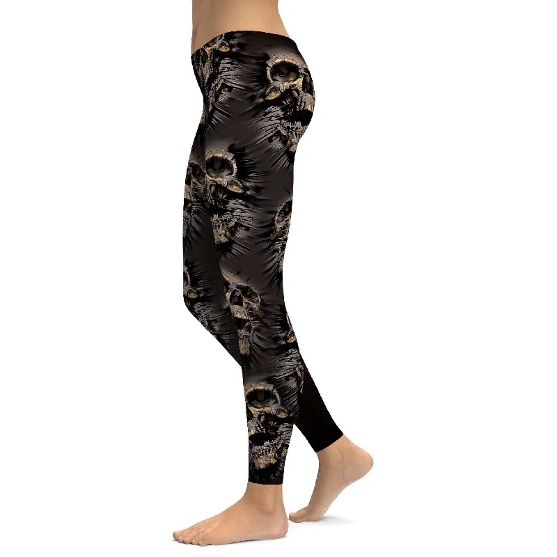 Yoga Pants with a Relaxed Fit -Skulls Bursting Out Leggings