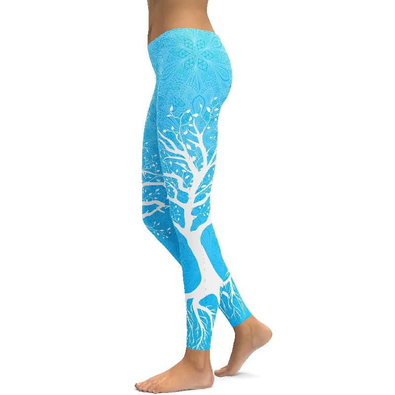 Versatile Yoga Pants for Every Practice -Sky Blue Tree of Life Leggings