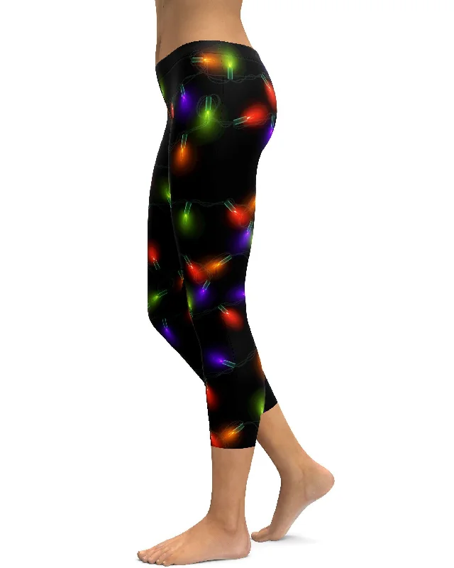Yoga Pants for Yoga and Fitness -Small Christmas Lights Capris