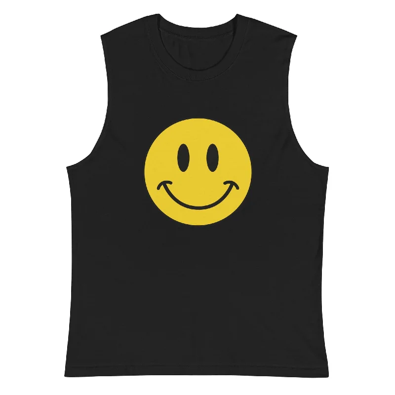 Breathable Yoga Tops for Fitness Classes -Smiley Face Muscle Tank