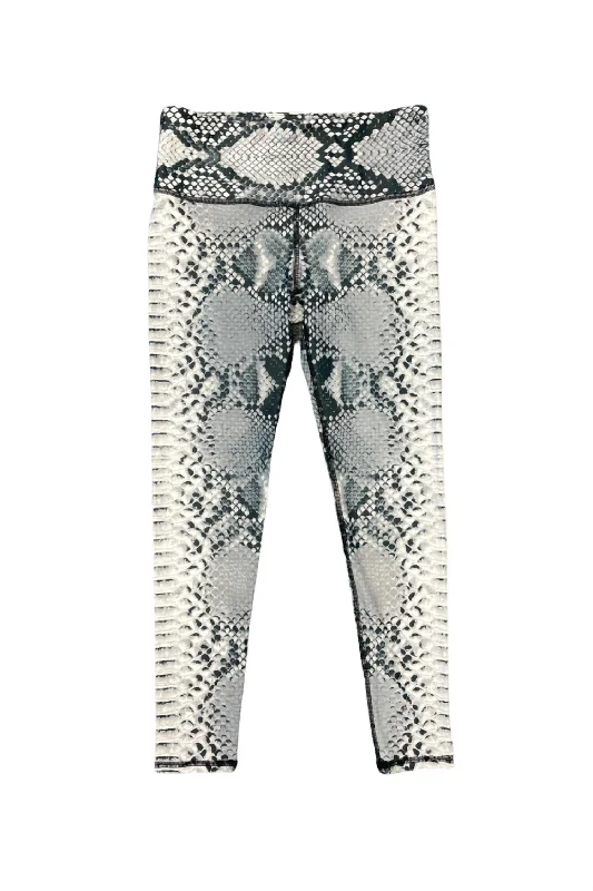 Women's Yoga Shorts for Studio Use -Snake Print Leggings In Grey