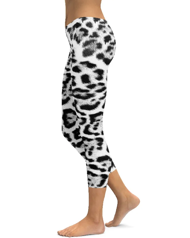 Flexible Fit Yoga Pants for Every Workout -Snow Leopard Skin Capris