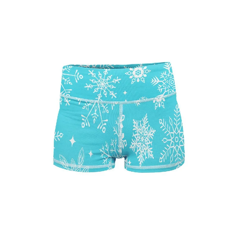 Comfortable Yoga Shorts for Long Sessions -Snowflake Yoga Shorts