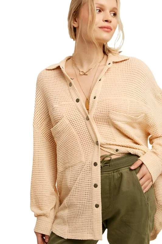 Comfortable High-Waisted Yoga Shorts -Soft Thermal Knit Shacket Top Zenana