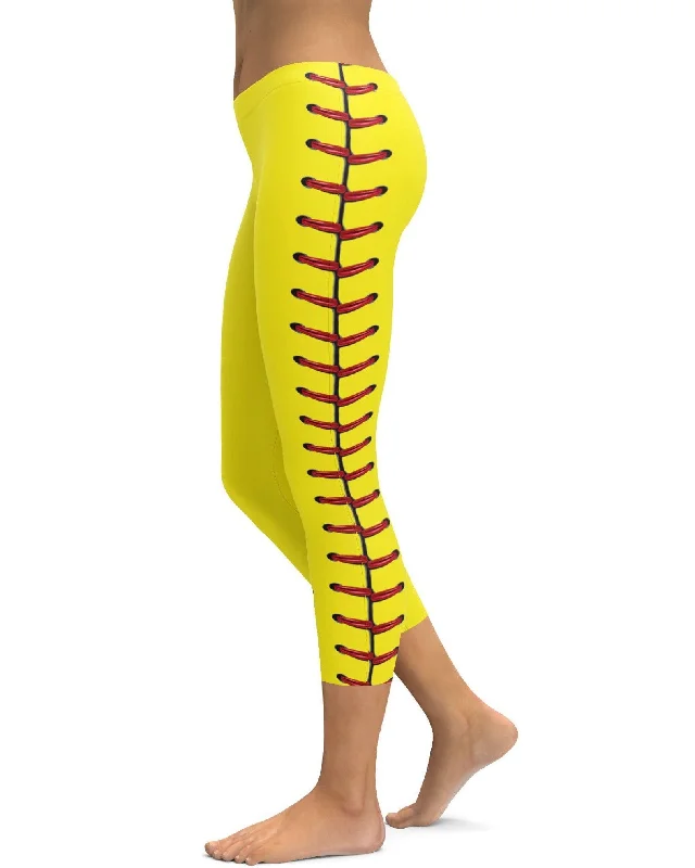 Yoga Pants for Intense Yoga Practice -Softball Stitches Capris
