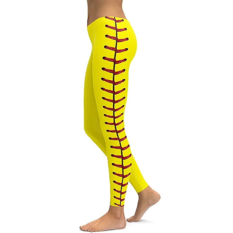 Flexible Yoga Pants for Women -Softball Stitches Leggings