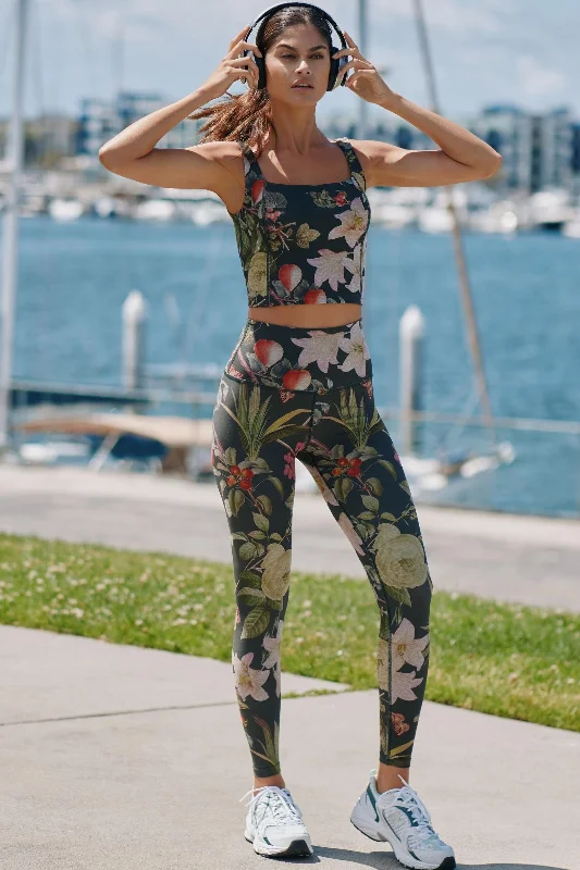 Yoga Shorts for Mobility and Stretch -Softmark High Waisted Leggings - Botanical Garden