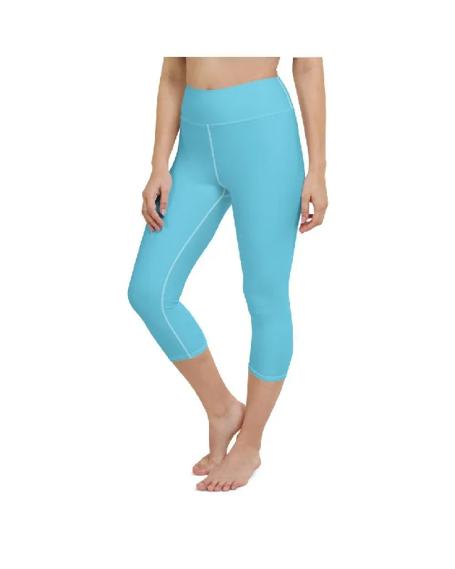 Yoga Pants for Fitness and Recovery -Solid Baby Blue Yoga Capris
