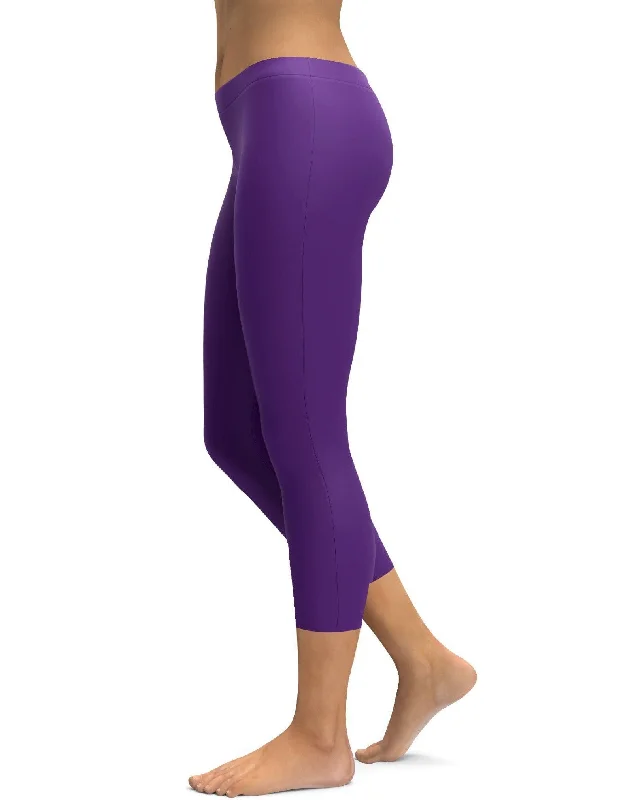 Yoga Pants for Yoga and Pilates -Solid Deep Purple Capris