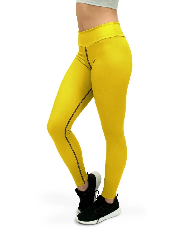 Soft, Stretchable Yoga Pants for Better Poses -Solid Deep Yellow Yoga Pants