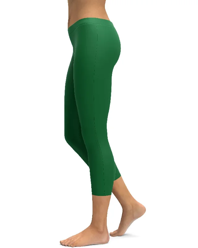 Women's Best Fit Yoga Pants -Solid Irish Green Capris