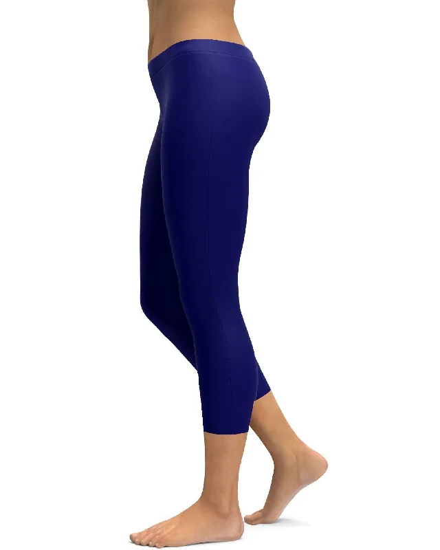 Premium Yoga Pants for Better Stretch -Solid Ocean Blue Capris
