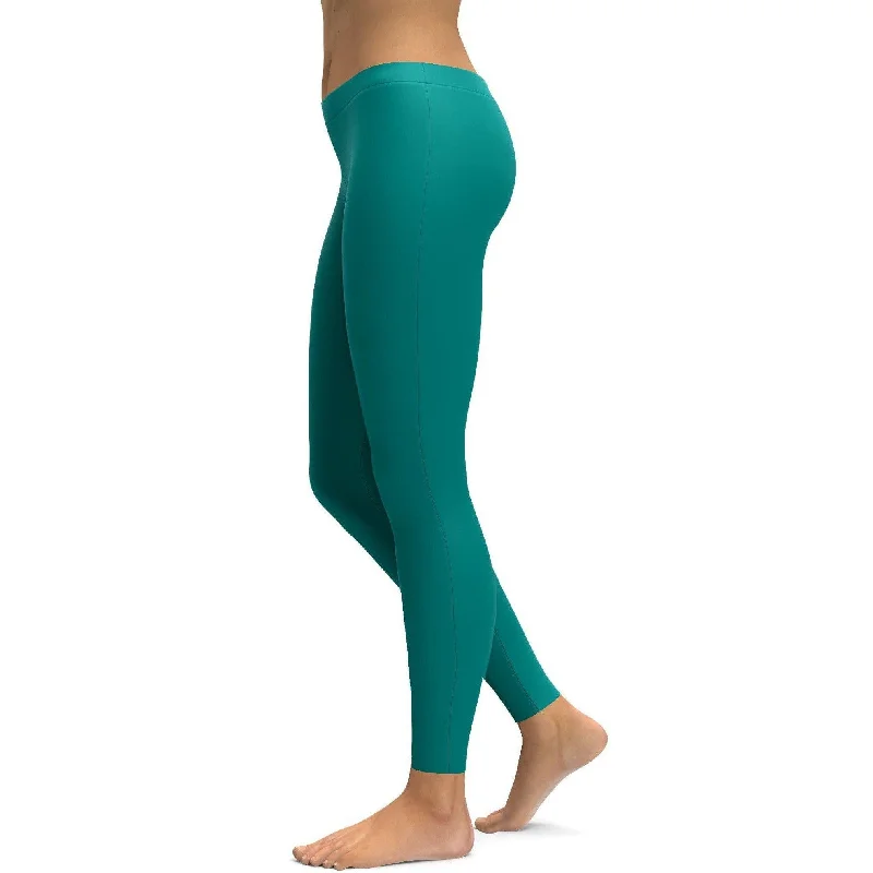 Yoga Pants for Stretching and Poses -Solid Teal Leggings