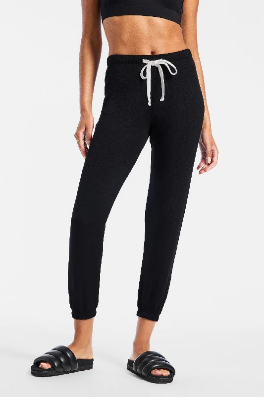 Full-Waist Yoga Pants -Sonja Fleece Sweatpant - Black