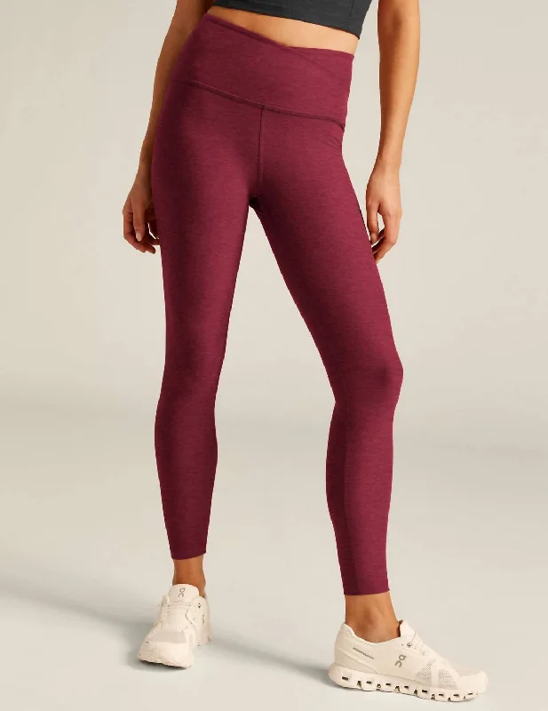 Yoga Shorts for Deep Flexibility and Stretch -Spacedye At Your Leisure High Waisted Midi Legging In Bordeaux Heather Yoga Shorts for Deep Flexibility and Stretch -Spacedye At Your Leisure High Waisted Midi Legging In Bordeaux Heather