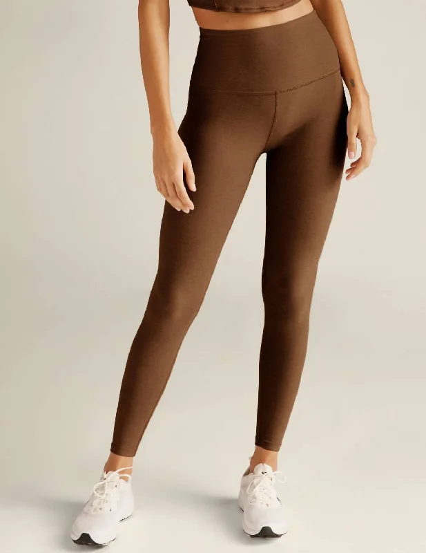 Yoga Shorts for Flexible Poses -Spacedye Caught In The Midi Legging In Bold Mocha