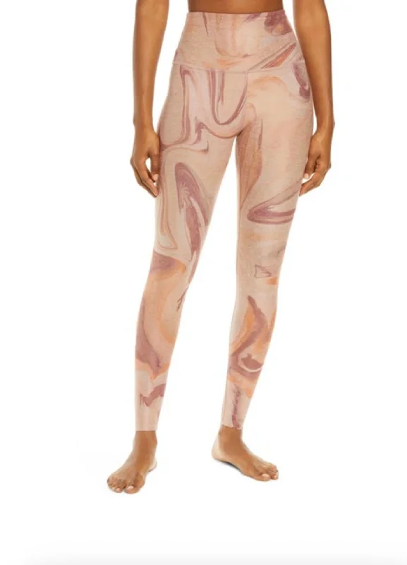 Yoga Shorts for Comfortable Fitness -Spacedye High Waist Legging In Chai Marble