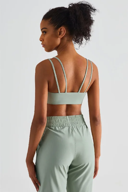 Yoga Bar for Quick Protein Boost -Double Straps Plunge Sports Bra