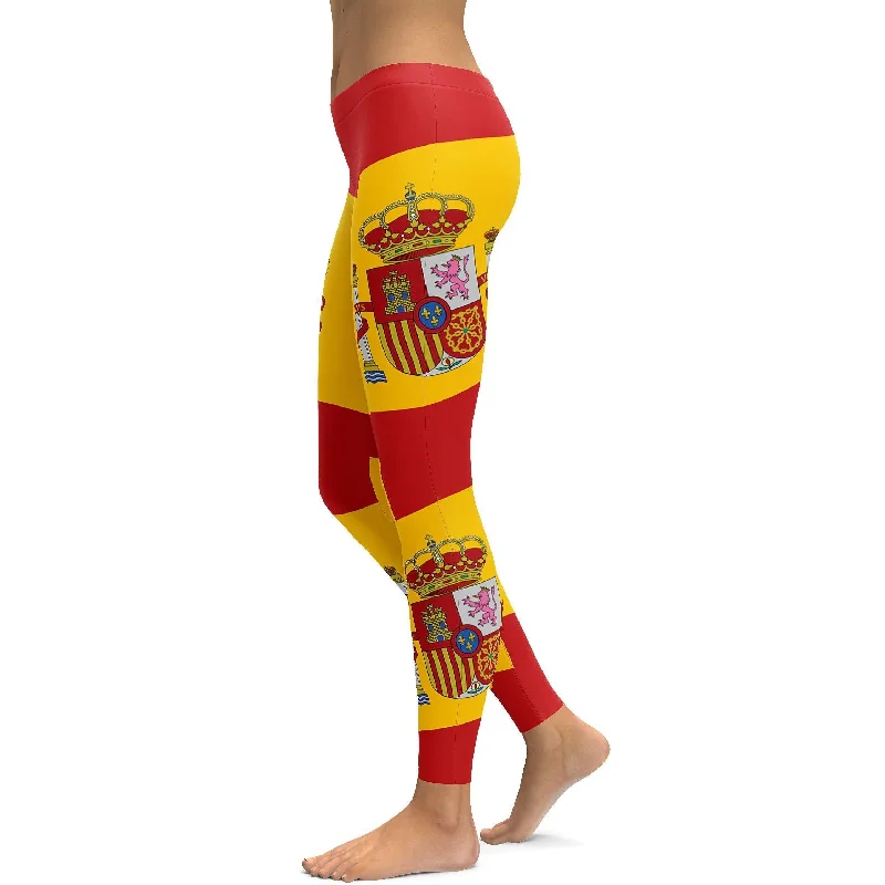 Lightweight Yoga Pants for Comfort -Spanish Flag Leggings