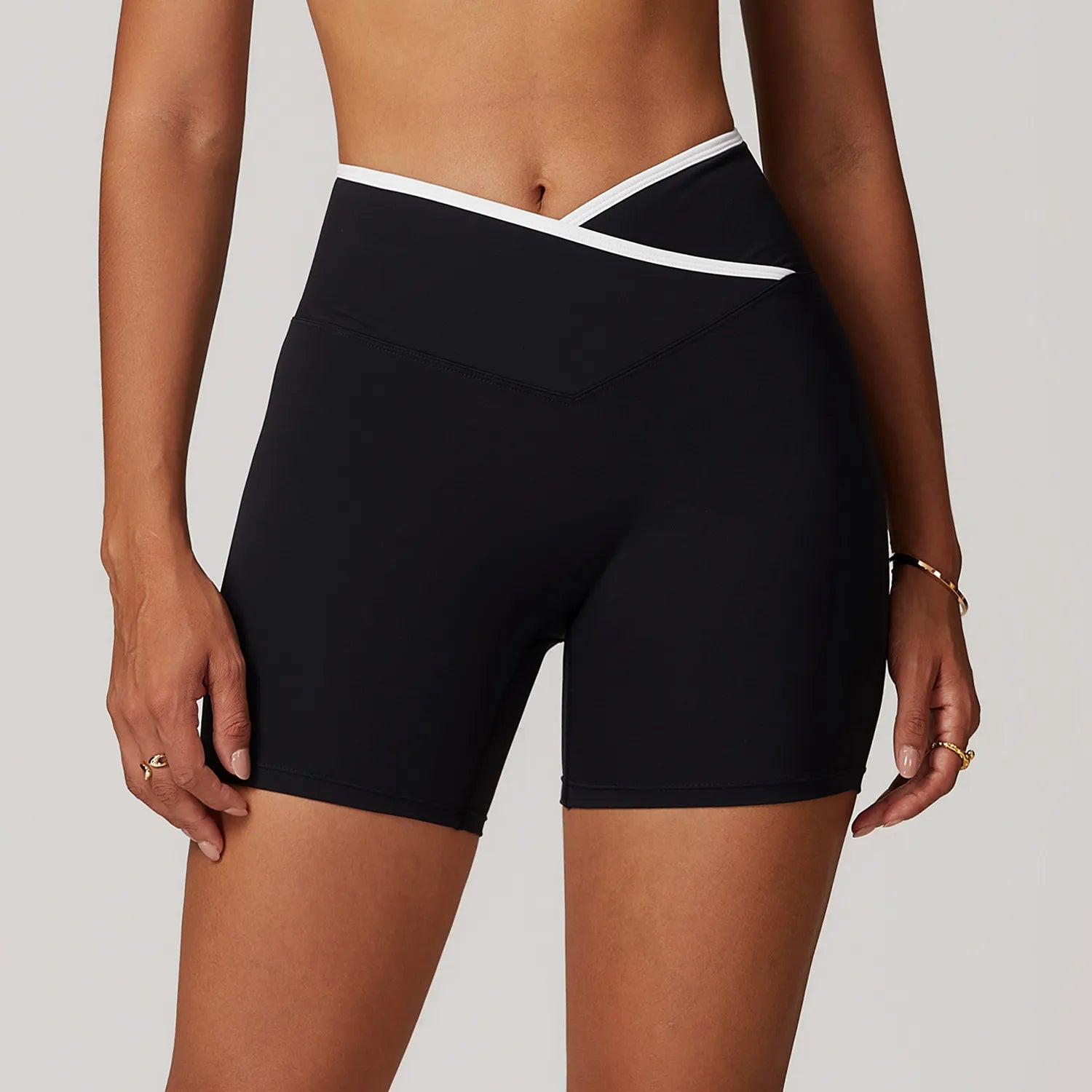 Premium Yoga Shorts for Flexibility and Stretch -SPARK Crossover Waist Gym Shorts ZC8843 Premium Yoga Shorts for Flexibility and Stretch -SPARK Crossover Waist Gym Shorts ZC8843