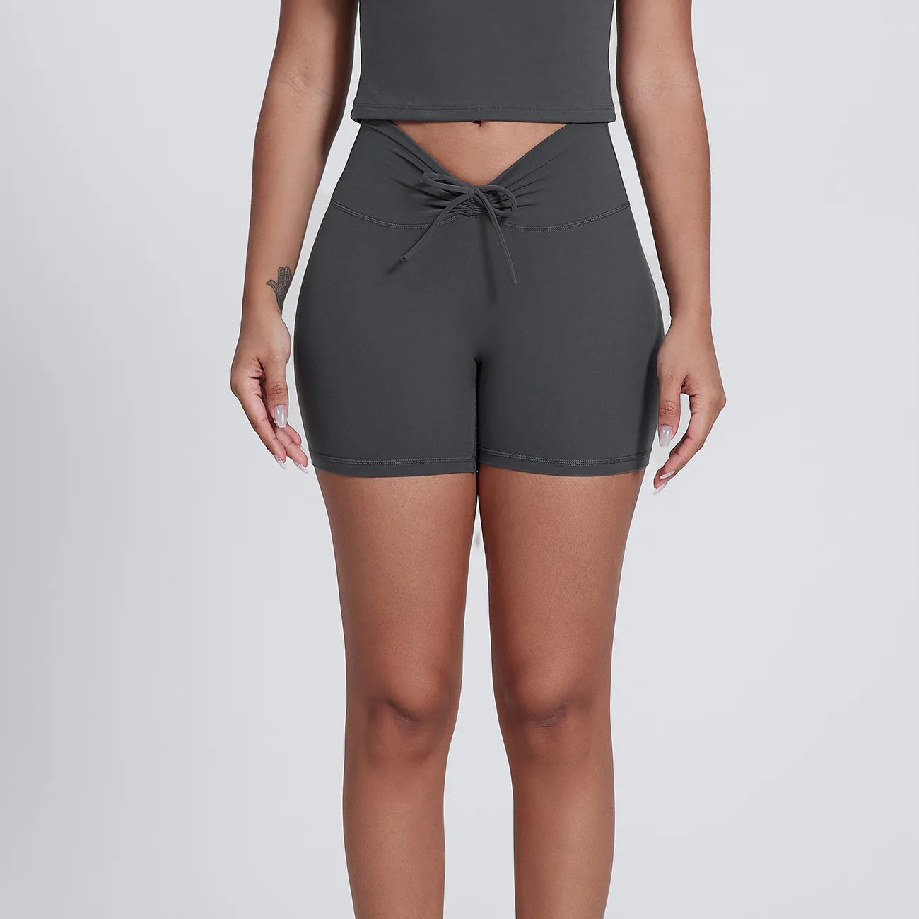 Comfortable Yoga Shorts for Deep Workouts -SPARK Fitness Drawstring Shorts LQ5028