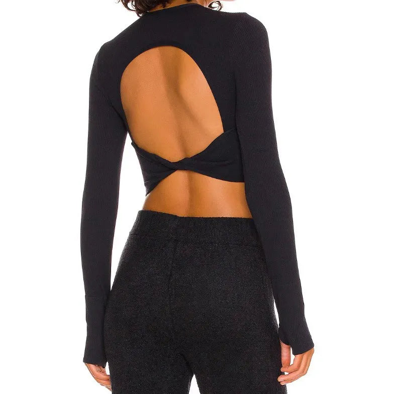 Yoga Tops with Stretchy Material for Full Range of Motion -SPARK Ribbed Long Sleeve Yoga Tops MYCX204