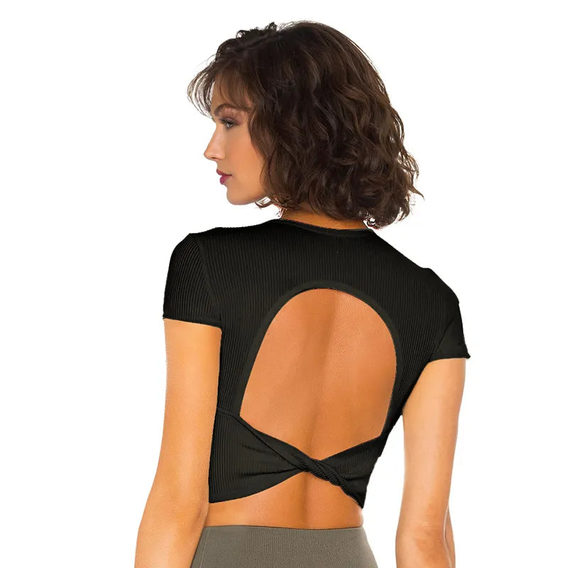 Yoga Tops with Soft Material for Extra Comfort -SPARK Ribbed Short Sleeve Yoga Tops MY335
