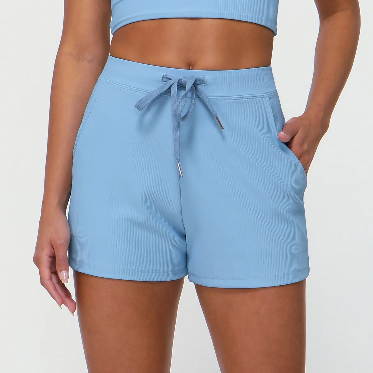 Yoga Shorts with Tummy Control -SPARK Ribbed Shorts with Pockets YG2432
