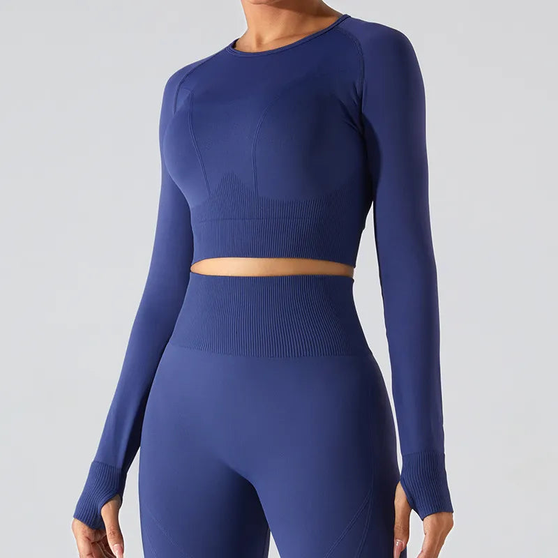 Yoga Tops for Deep Stretching -SPARK Seamless Long Sleeve Crop Top YJ0167