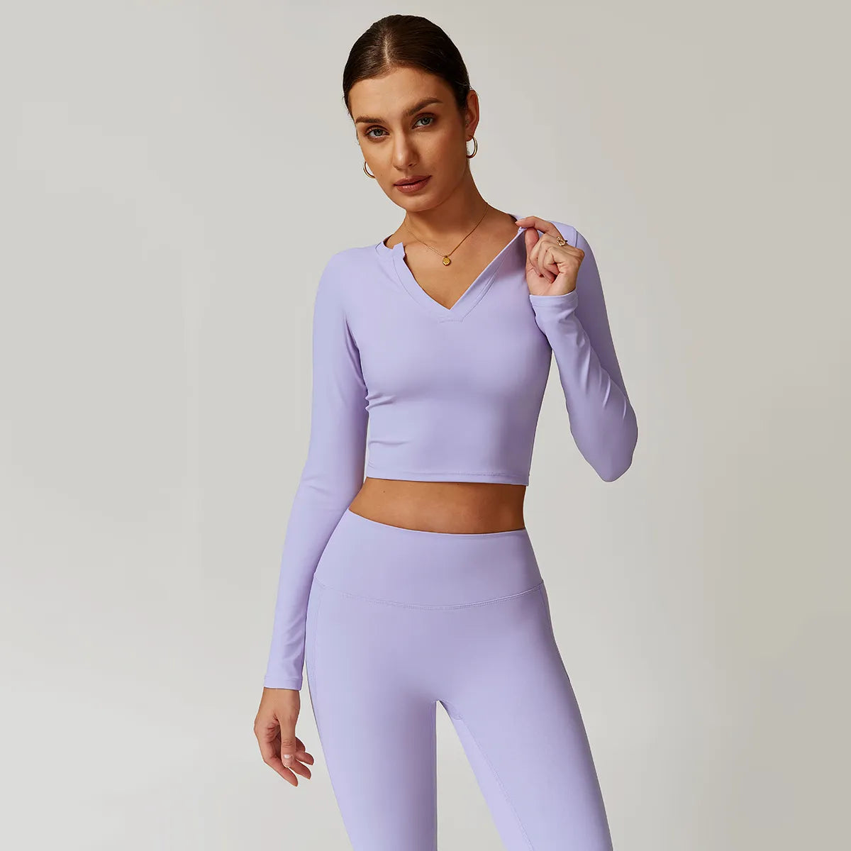 Women's Yoga Tops with Stretch Fabric -SPARK V Neck Long Sleeve Yoga Top ZC8900