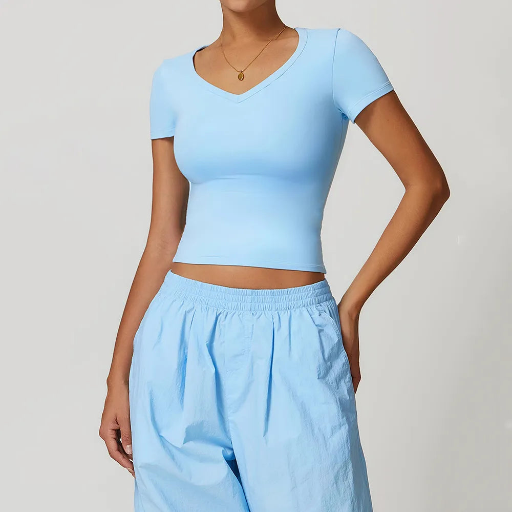 Cool Yoga Tops for Hot Weather -SPARK V Neck Yoga Top ZC8694