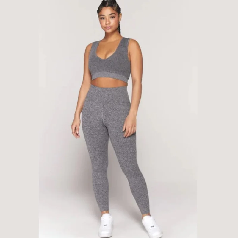 Yoga Pants for Yoga and Fitness -Love Sculpt Seamless Legging - Heather Grey