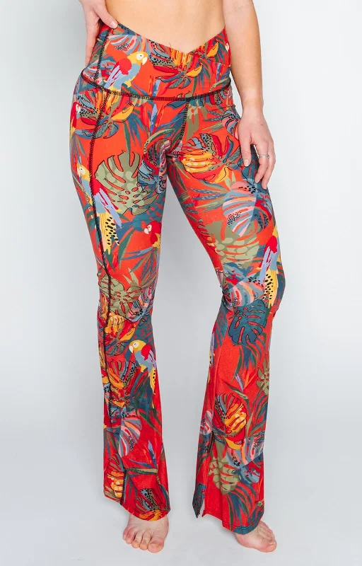 Yoga Pants for Full Coverage -Split Flare Pant In Tropical Paradise