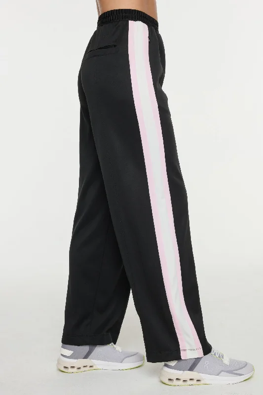 Lightweight Yoga Pants -Sporty Jersey Straight Leg Pants - Black