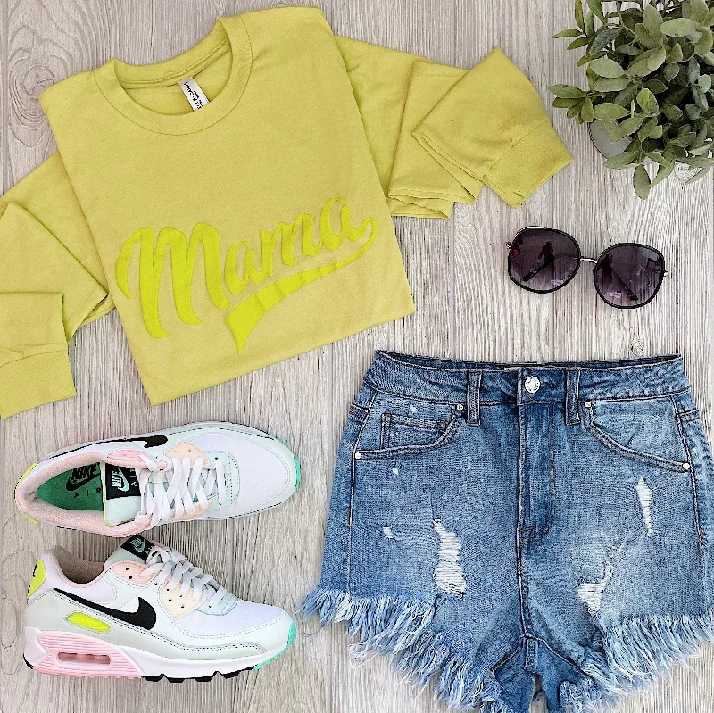 Yoga Tops for Hot Yoga Poses -Sporty Mama • Neon Tonal Long Sleeve