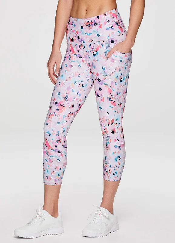 Compression Fit Yoga Pants -Spring Meadow Super Soft Capri