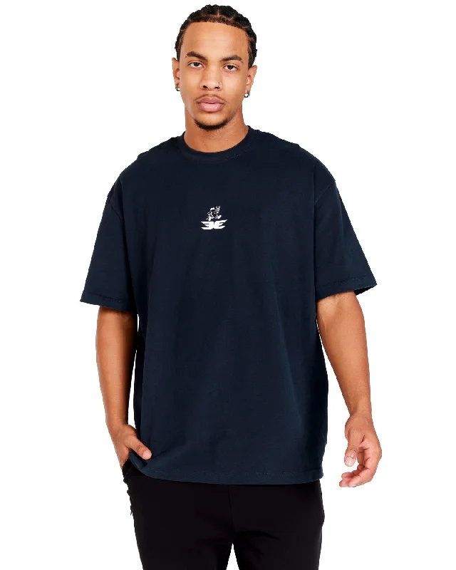 Women's Yoga Tops with Adjustable Fit for Comfort -Sprinting Club Tee - Navy