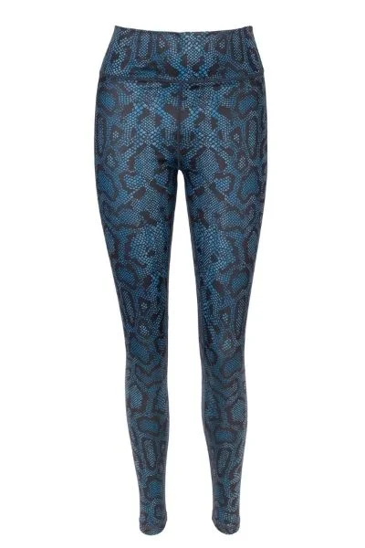 High-Waisted Yoga Pants for Extra Support -Sssssavasana Blue Snake Print Eco-Friendly Yoga Pants High-Waisted Yoga Pants for Extra Support -Sssssavasana Blue Snake Print Eco-Friendly Yoga Pants