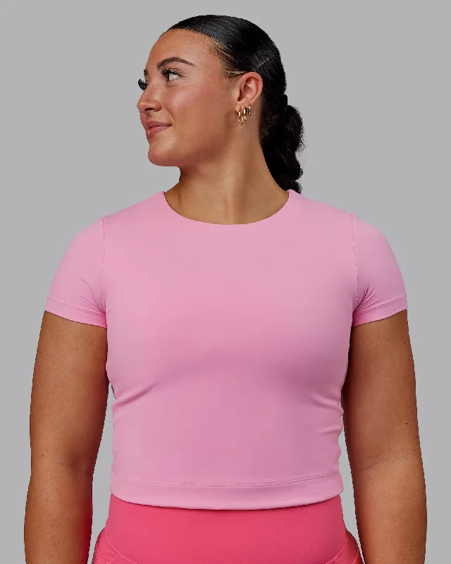 Women's Yoga Tops with Soft and Stretchy Fabric -Staple Cropped Tee - Bubblegum