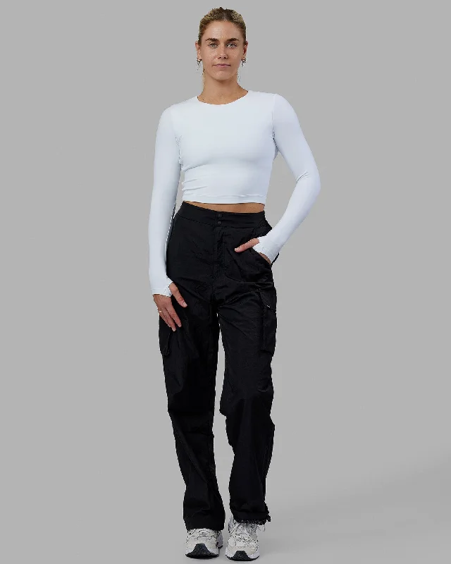 Comfortable Yoga Tops for Yoga and Pilates -Staple LS Cropped Tee - White