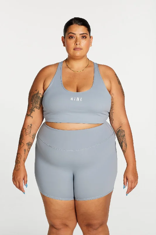 Stylish Yoga Shorts for Women -STAPLE MID SHORT DUSTY BLUE