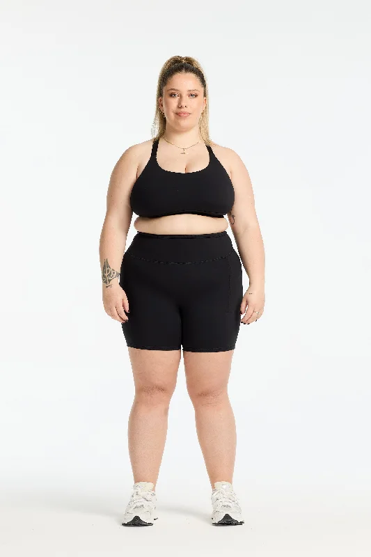 Stylish Yoga Shorts for Comfort -STAPLE W/ POCKET MID SHORT ONYX