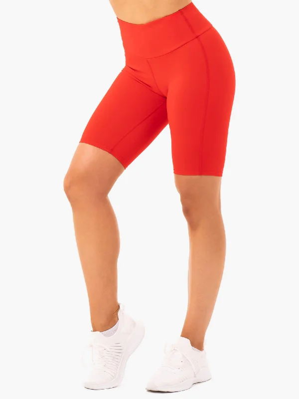 Soft Yoga Shorts for Comfort and Relaxation -Staples Bike Shorts - Red