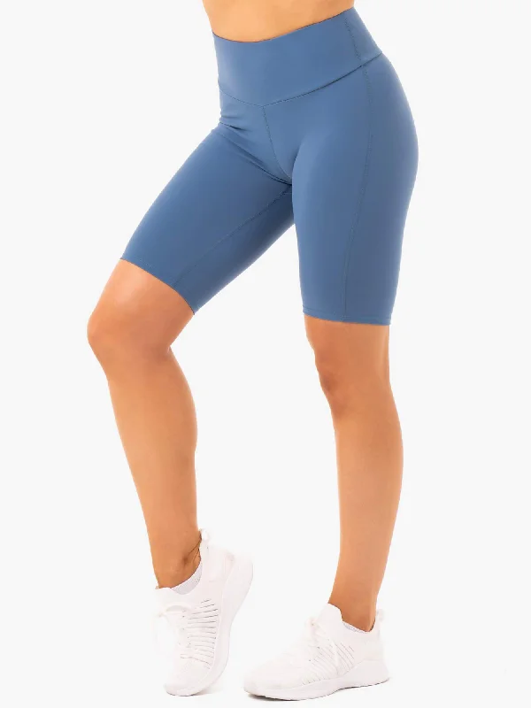 Yoga Shorts for Comfortable Flexibility -Staples Bike Shorts - Steel Blue