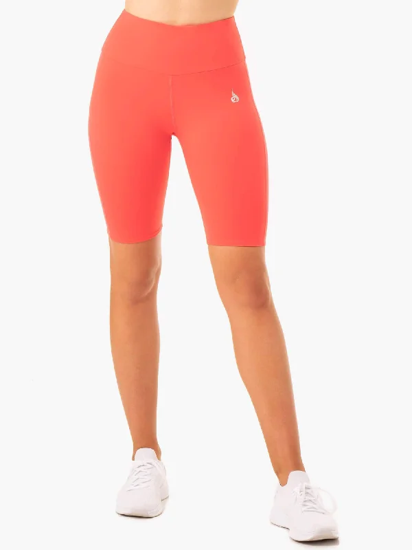 Comfortable Yoga Shorts for Full Movement -Staples Scrunch Bum Bike Shorts - Coral