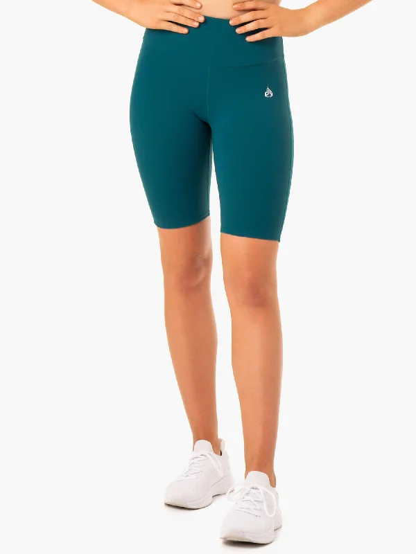 Yoga Shorts for Toning and Flexibility -Staples Scrunch Bum Bike Shorts - Emerald